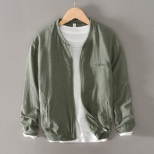 Men's Retro Casual Cotton And Linen Baseball Fashion Loose Jacket Outwear Tops