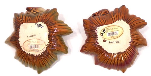 Glazed Ceramic Maple Leaf Shape Dish With Bird Trinket Fall Autumn Decor 1 OR 2 - Picture 7 of 8