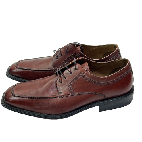 Tasso Elba Leather Lace Shoes Men SZ 13D Brown Square Toe EUC - Picture 3 of 7