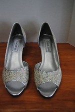 New Bridal/Formal Shoes By Touch Ups Style 510 6M Ivory/Silver Low Heel