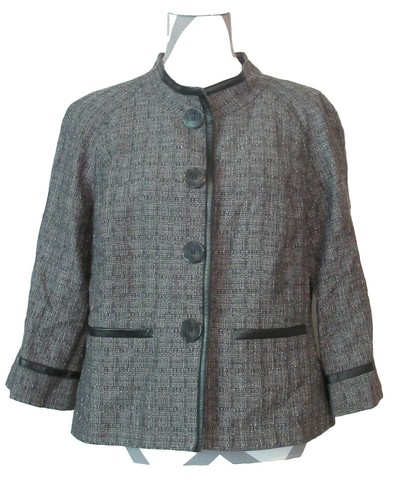 Jones New York Full Zip Plaid Cape Jacket size S/M Black Red
