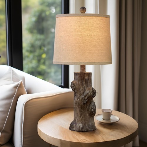 OYEARS 23" Resin Table Lamps & Rustic Farmhouse Tree Trunk Floor Lamp for Liv... - Picture 4 of 9