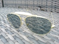 Vintage US Optics Aviator Pilot Sunglasses with Glass Shooter Lenses Taiwan