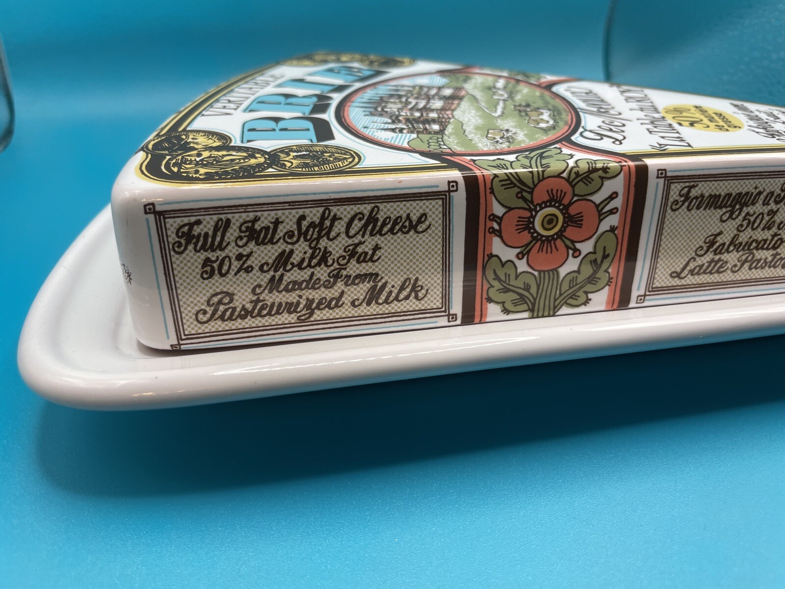 Estello Veritable Brie Pottery Cheese Holder Lidded Tray Made In France 2 pc