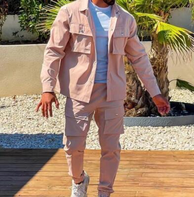Mens Sweatsuits 2 Piece Cargo Jacket Tracksuit Sets Casual Pants Jogging Suits