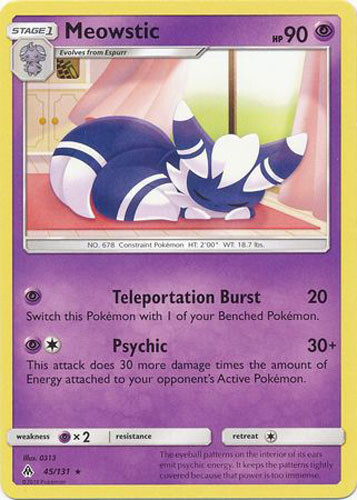 Pokemon Card - Sun & Moon Forbidden Light 45/131 - MEOWSTIC (rare) - NM/Mint