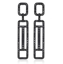 Geometric Austrian Crystal Rhinestone Chandelier Dangle Earrings Prom E120-Black