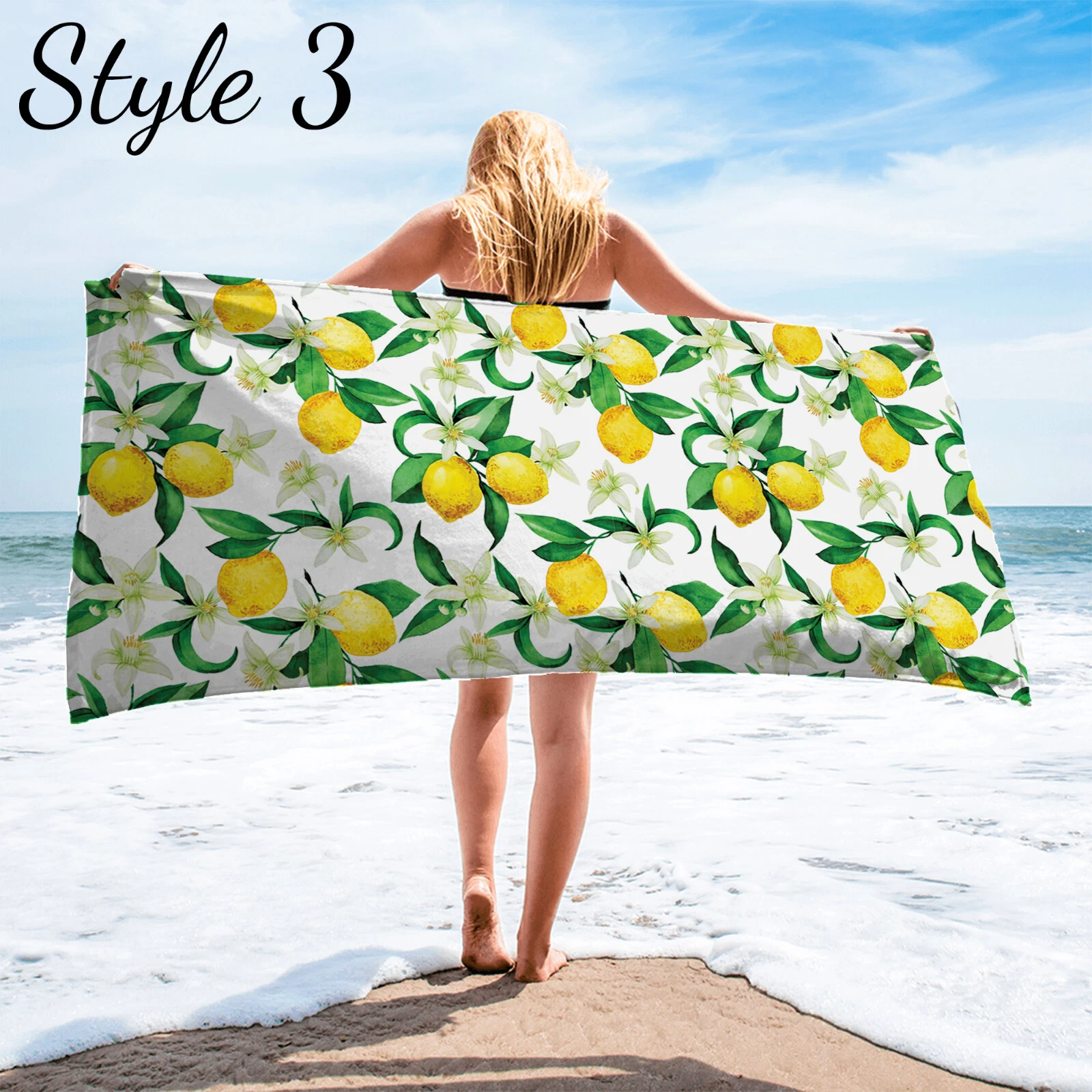 Citrus Fruit Beach Towel #1, Summer Lemon Lime Orange Pool Towel