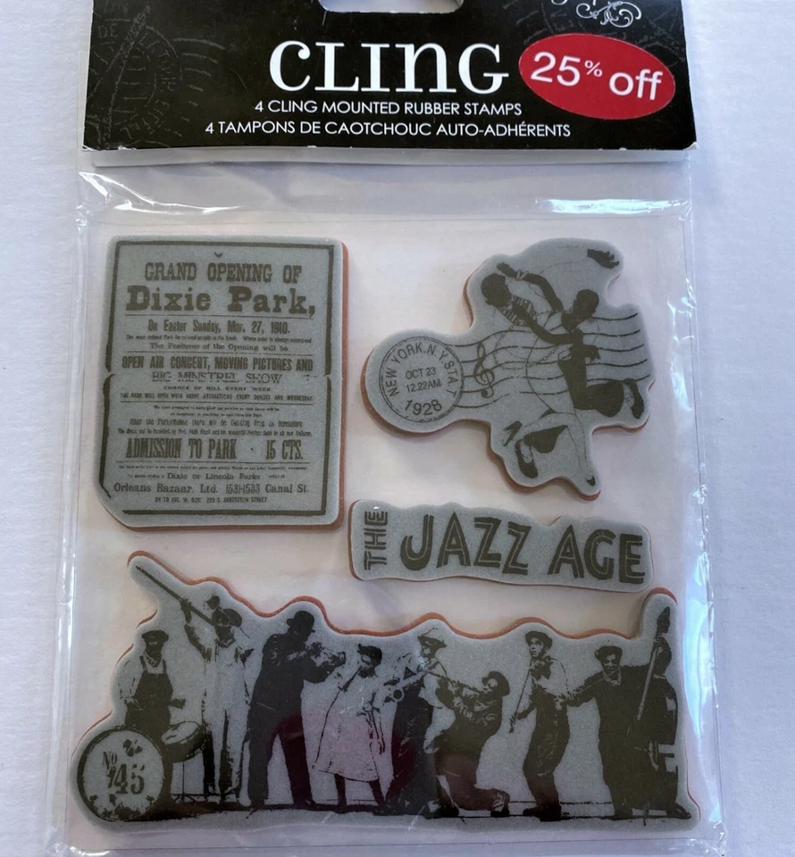 Estampillas adhesivas de música jazz CURTAIN CALL 3 bandas espectáculo boleto bailarines fecha sello  Foto 3 de 4