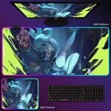 Anime RGB LED Light Large Cyberpunk Edgerunners Rebecca Games Table Mouse Pad