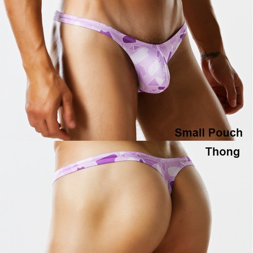 Men Sexy Bikinis Purple Ice Cream Low Waist Swimwear Briefs Thong Bathing Suits - Picture 17 of 27