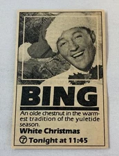 1979 small KGO tv ad~ movie WHITE CHRISTMAS Bing Crosby