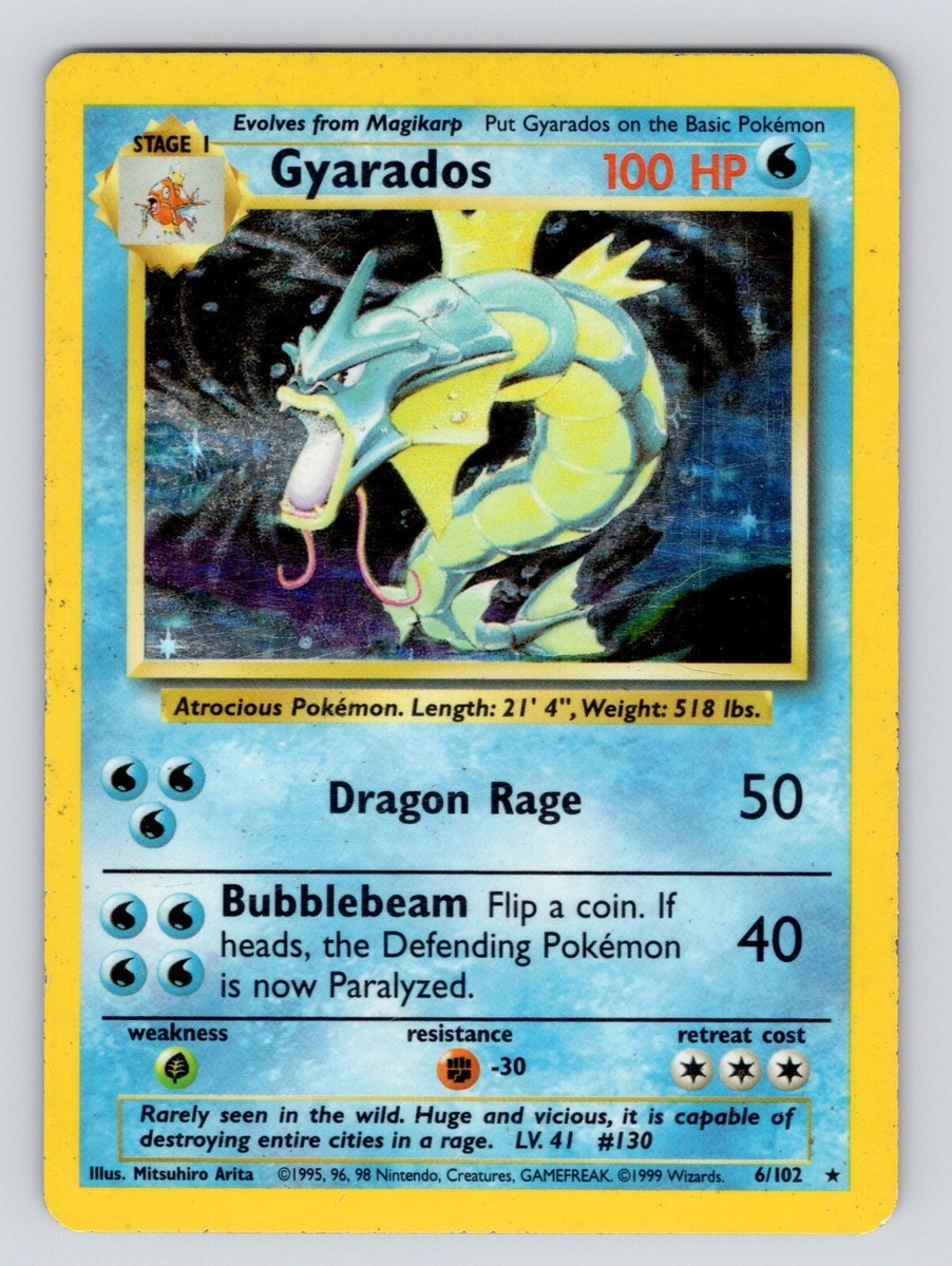 Gyarados 6/102 Base Set Unlimited Holo Rare Pokemon Card WOTC MP
