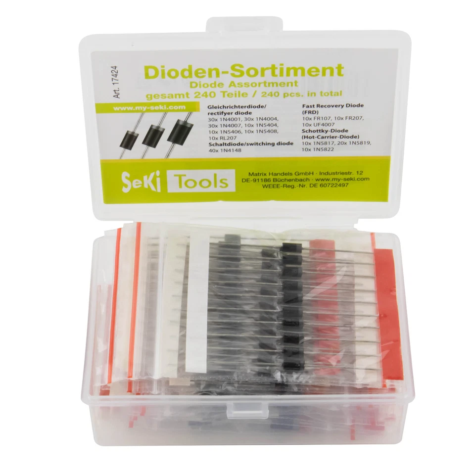 SEKI Assortimento diodi 240 pezzi raddrizzatore fast recovery FRD Schottky diodo di commutazione