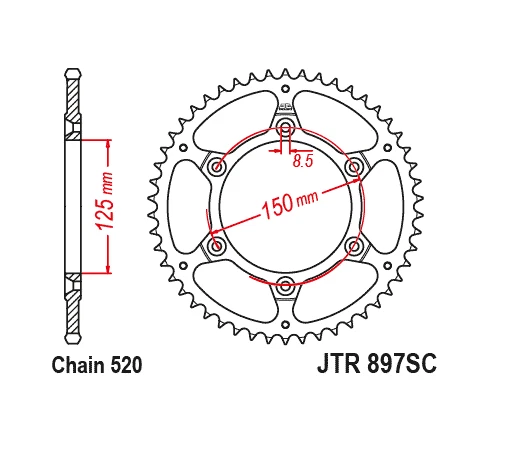 JT Steel Rear Sprocket 50T 50 Tooth KTM 1990 and newer Husqvarna GASGAS see fitm - Image 2 of 2