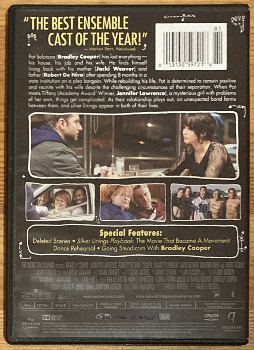 Silver Linings Playbook DVD Bradley Cooper Jennifer Lawrence