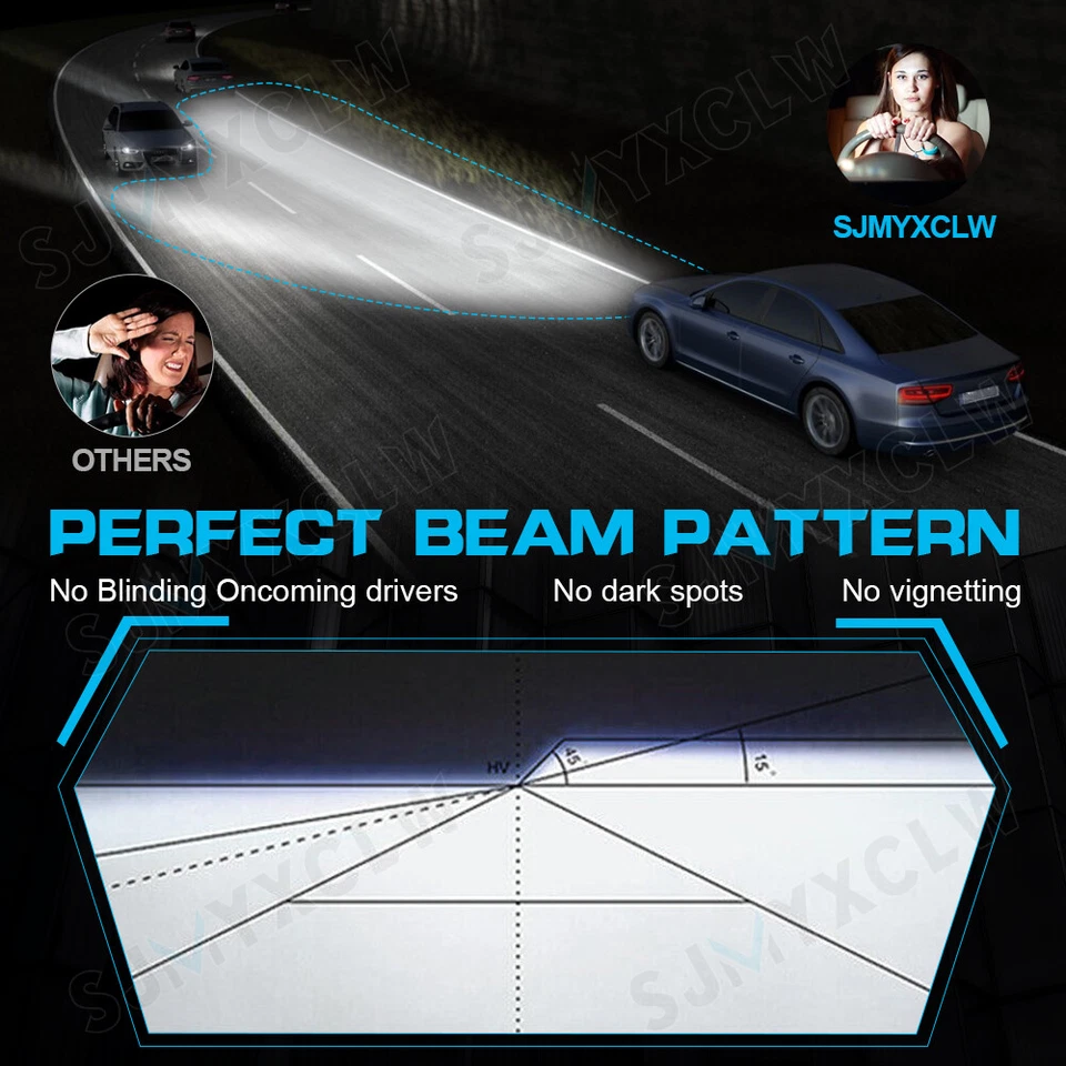 For Toyota Land Cruiser 1998-2007 LED Headlight High-Low Beam 9005 9006 Bulbs 4x - Image 3 of 4