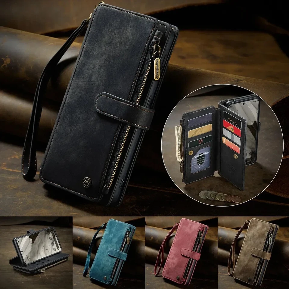 For Google Pixel 8 Multi-card Slot Zipper Leather Wallet Mobile Phone Case - Image 4 of 4