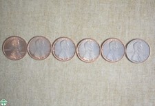 6 COIN PROGRESSION OF 1993-D LINCOLN CENTS WITH IMPROPER CLADING