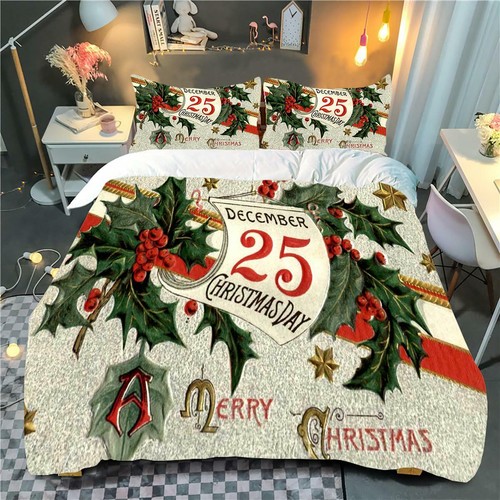 Christmas Santa Quilt/Duvet/Doona Cover Set Single Double Queen King Size Bed AU - Bild 11 von 64