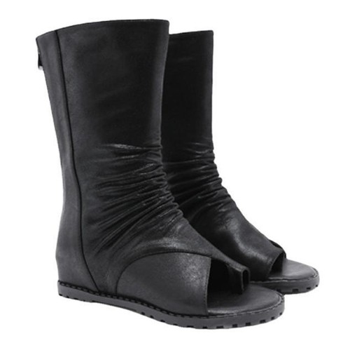 Wedge Sandals Women's Peep Toe Ankle Boot Soft Gladiator Back Zipper Roman Shoes - Picture 5 of 8