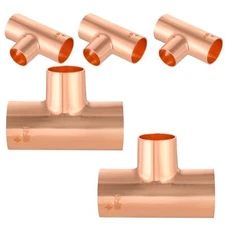 Pack of 5 1" X 1" X 1/2" C X CX C Copper Redcuing Tee LF Copper Plumbing Fitt...