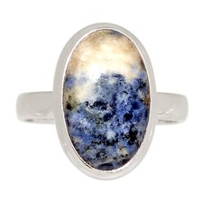 Natural Sodalite - Minas Gerais, Brazil 925 Silver Ring Jewelry s.9 ALLR-31992