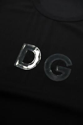 Dolce & Gabbana Vintage 00s DG PVC Logo Black Stretching T-shirt