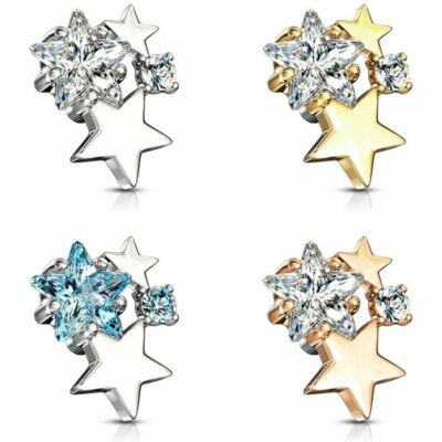 CZ Cluster Star Internal Threaded Dermal Anchor Head Screw Top Piercing