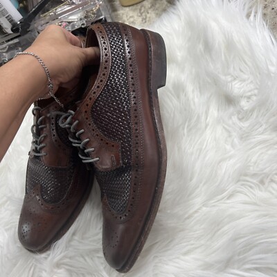 Allen Edmonds Leiden Brown Woven Leather Wingtip Oxford  display picture 1