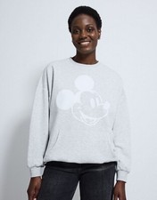 Women s Size 8 Mickey Mouse Grey Cuffed Hem Oversized Sweatshirt XMAS BNWT