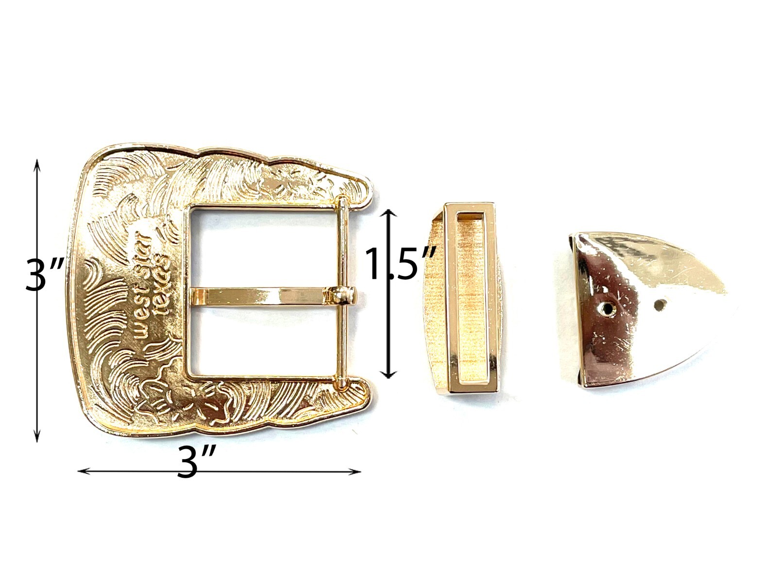 Western Buckle Set Men Rodeo Gold Black Longhorn West Star Signature 3.8mm 1.5''