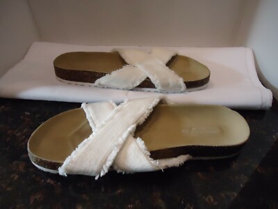 American Eagle Cork  Cotton Upper Footbed Sandals   Size 11M  White  