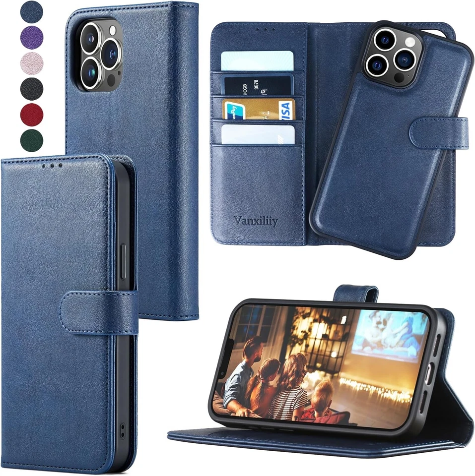 Funda tipo billetera con tarjetero de cuero PU (ENVÍO GRATUITO) para iPhone 13 Pro Max (6,7"") Foto 2 de 4