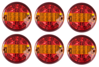 6x 24V LED Rear Tail Hamburger Lights w/ Cable for Scania Volvo DAF MAN Trucks