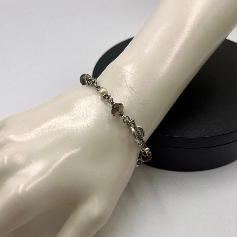 Pulsera de palanca Michael Dawkins 925 esterlina 14K cuentas rondel perlas de agua dulce Foto 2 de 4