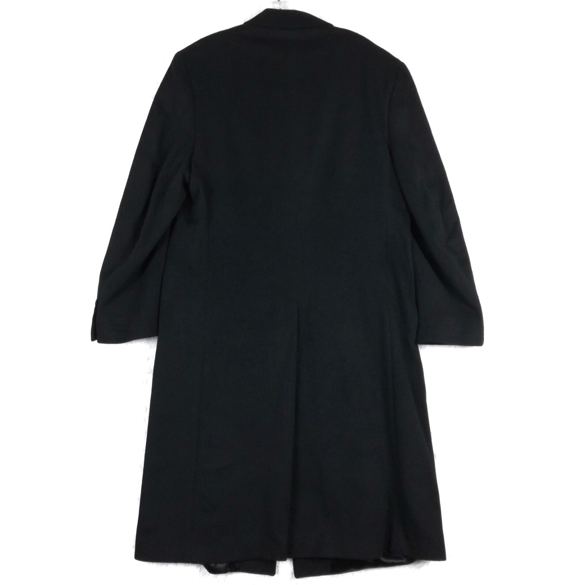 Marshall Fields Mens Trench Coat Black Single Breasted Wool Blend