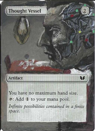 MtG Thought Vessel Altered Art ∞ DATA Star Trek handpainted EDH staple mana rock - Picture 2 of 2