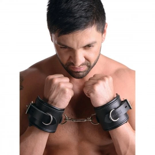 Strict Leather Padded Premium Locking Wrist Restraints Cuffs Wrists Sub Dom Sexy - Image 4 of 4