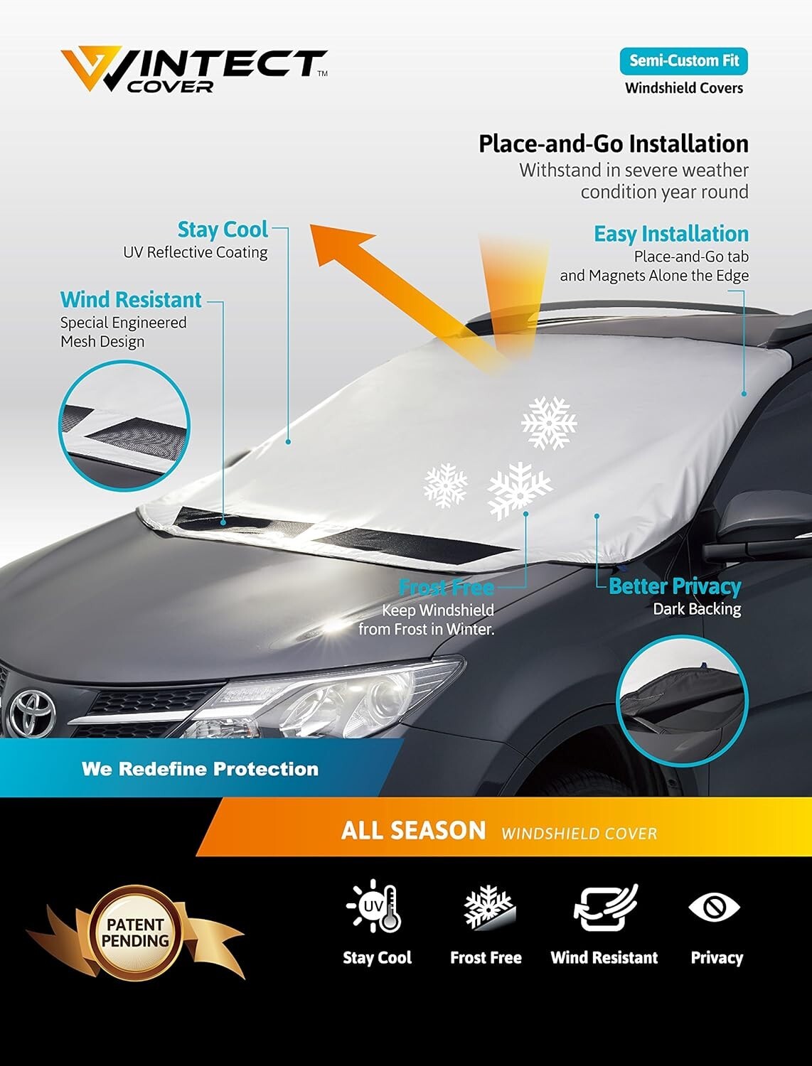 3D MAXpider 1781-D Semi-Custom Fit Wintect All Season Windshield Cover