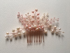 Pearl Blush Rose Gold Spray Bridal Wedding Hair Comb Brides Hair