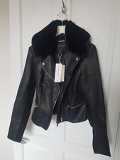 Forever New Vegan Leather Jacket, Detachable Fur Collar, New - Size s / 8-10