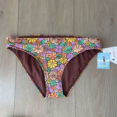 NEW Roxy Womens Large All About Sol Hipster Bikini Bottom Floral Print