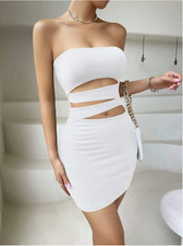 White Privé Cut Out Tube Bodycon Dress Sz XXS XS S M L