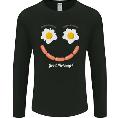 Happy Breakfast Face lustiges Speck Essen Herren Langarmshirt