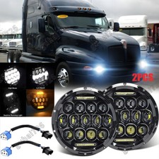 Pair 7 Projector Round Led Headlights Hilo Beam For Kenworth T2000 1997-2011