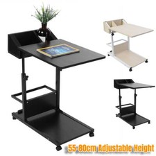 Laptop Table Portable Desk Mobile Adjustable Height Computer PC Stand on Wheels
