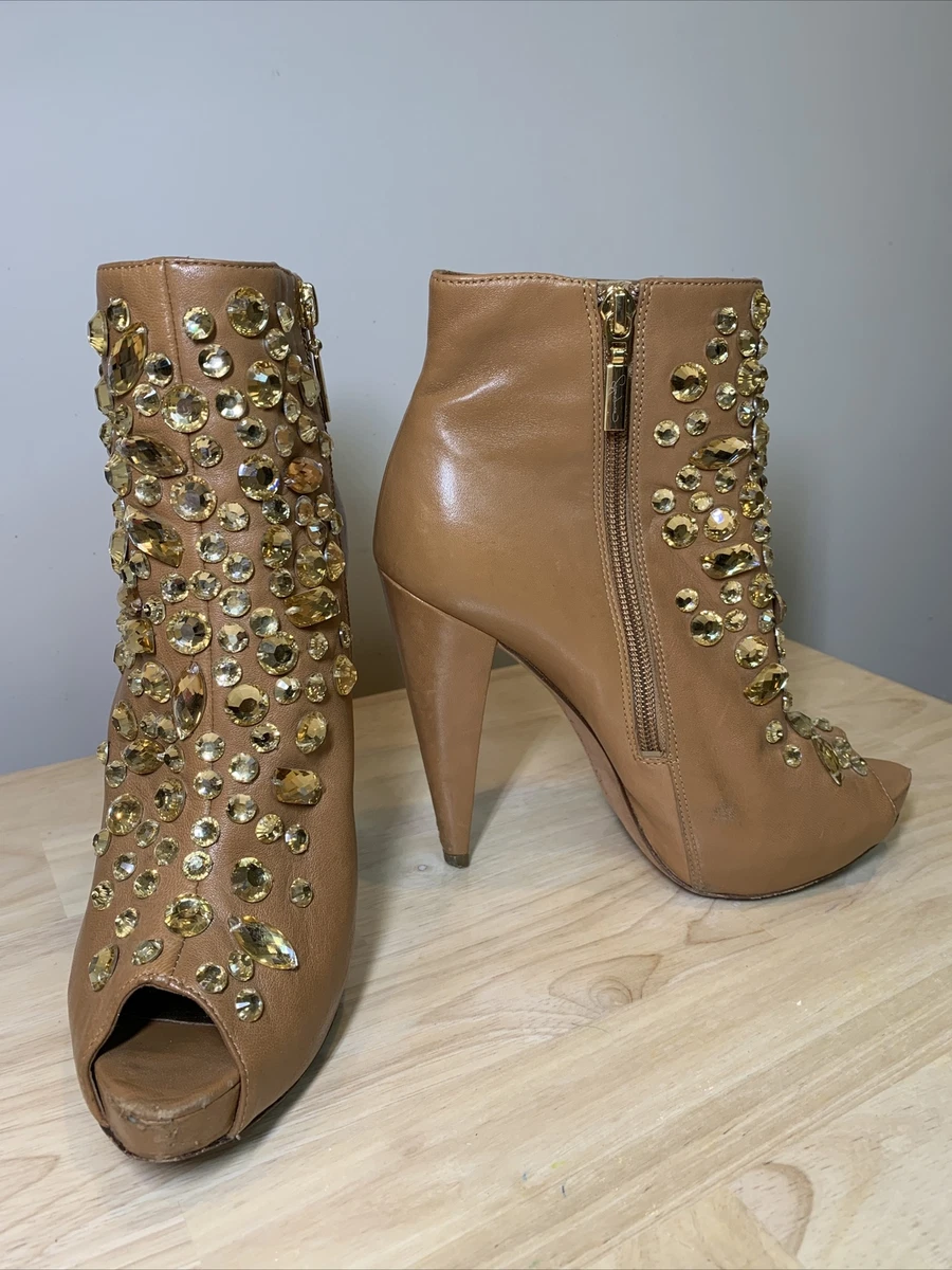 Studded peep sale toe booties