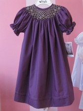 NWT Will'beth Boutique Bishop Smocked Plum Dress Girls 6X Holiday Birthday Pics