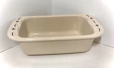 Longaberger Pottery Ceramic  1 Pint Loaf Pan Classic Woven Traditions Blue  USA